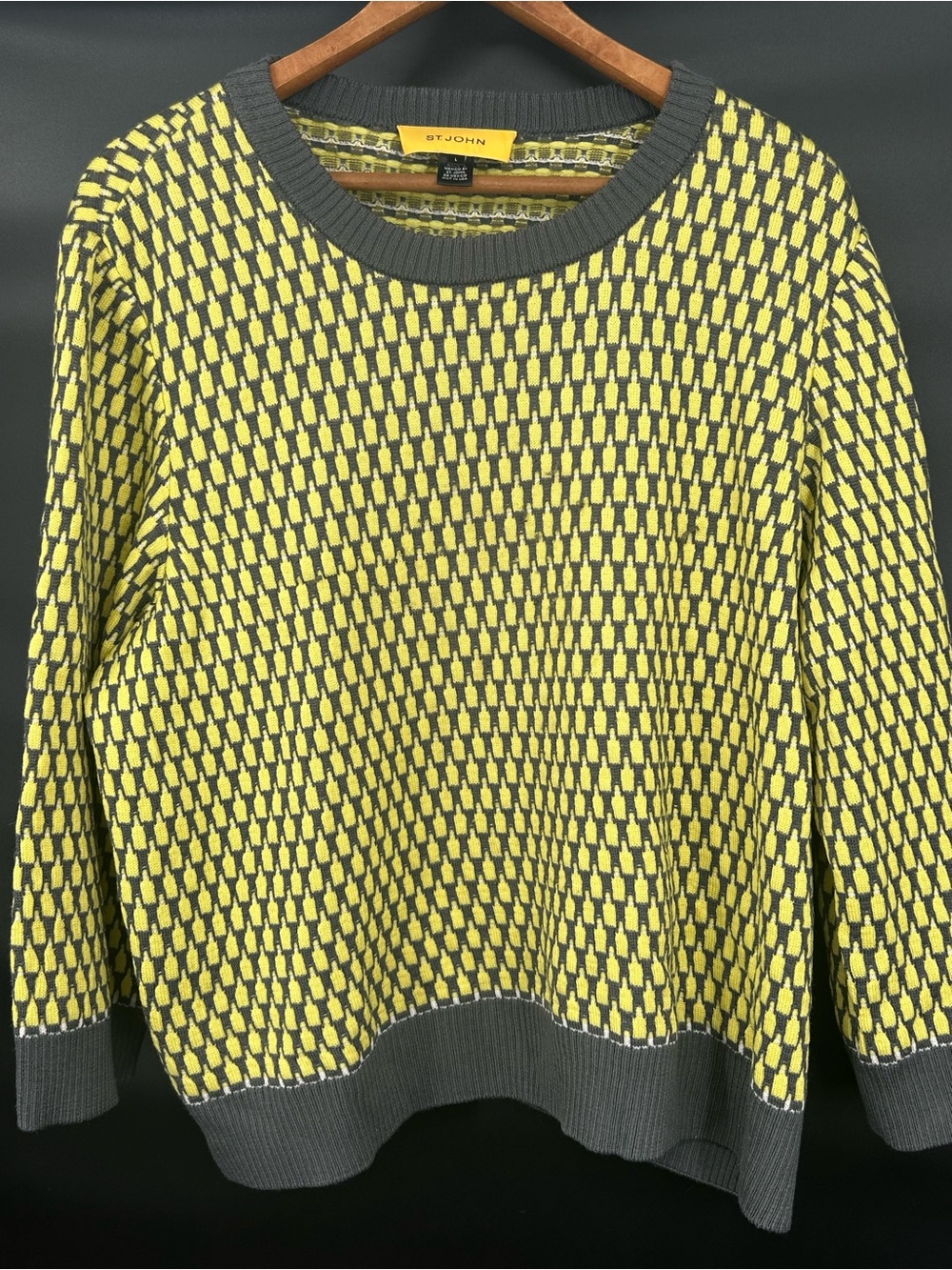 St. John 100% Wool Tonal Knit Wool Sweater Womens Large